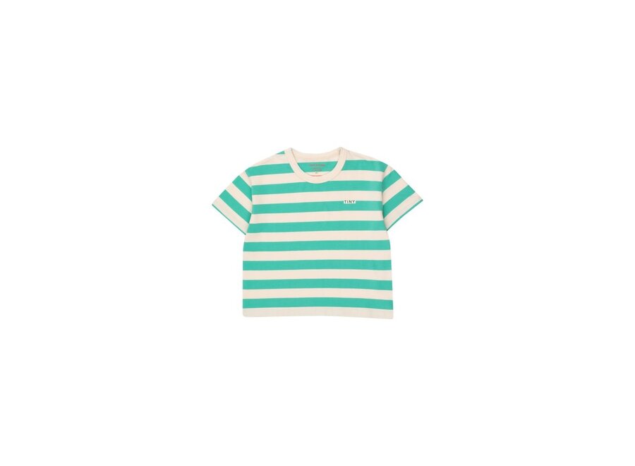 Tiny Cottons | Stripes Tee Light Cream/Emerald