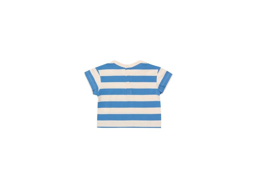 Tiny Cottons | Stripes Baby Tee Light Cream/Azure