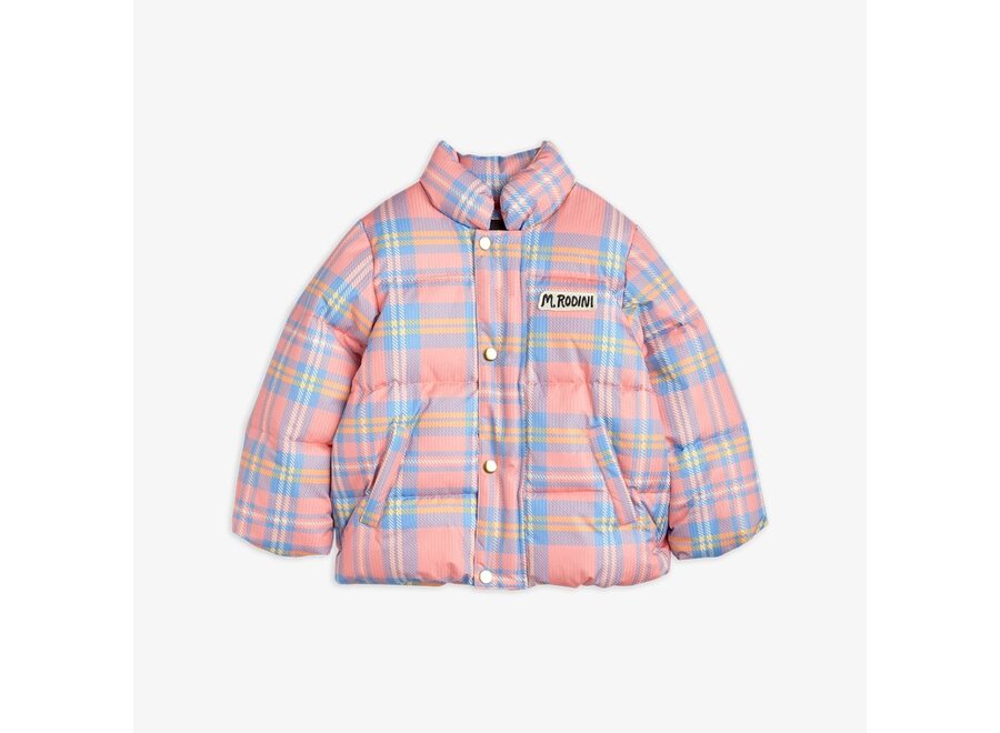 Mini Rodini | Check Aop City Puffer Jacket Pink