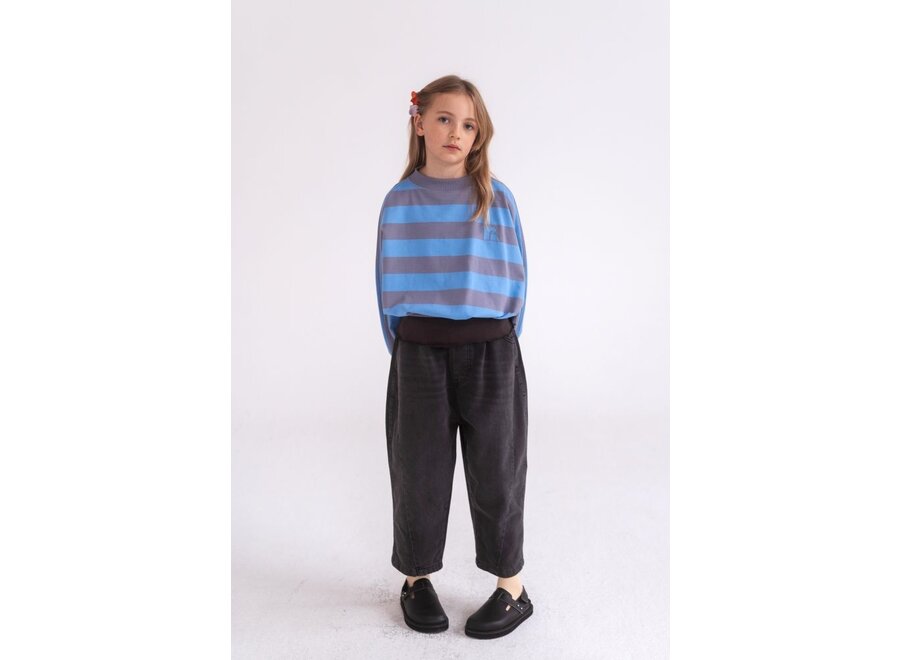 Repose ams | Iris Crop Sweater Blue Bonnet Silver Block Stripe