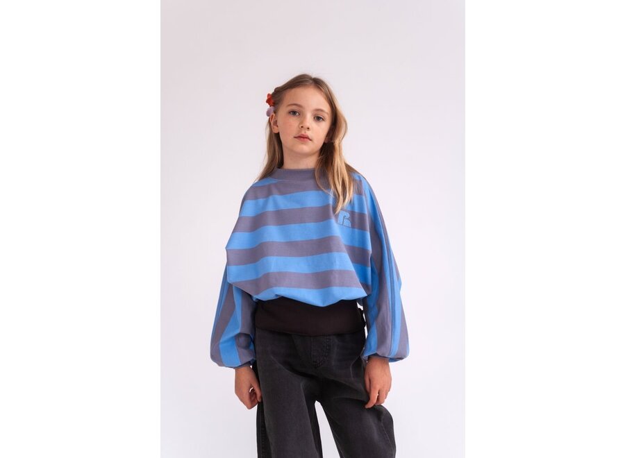 Repose ams | Iris Crop Sweater Blue Bonnet Silver Block Stripe