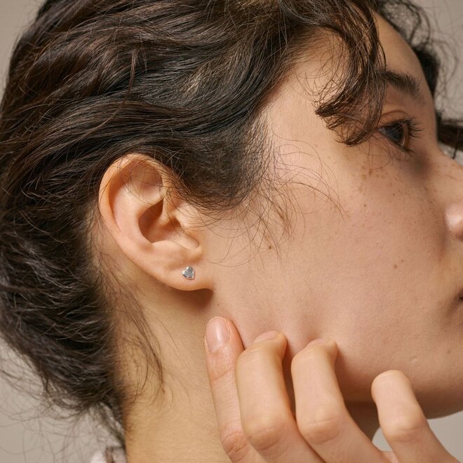Enamel | Heart Zilveren Studs Oorbellen