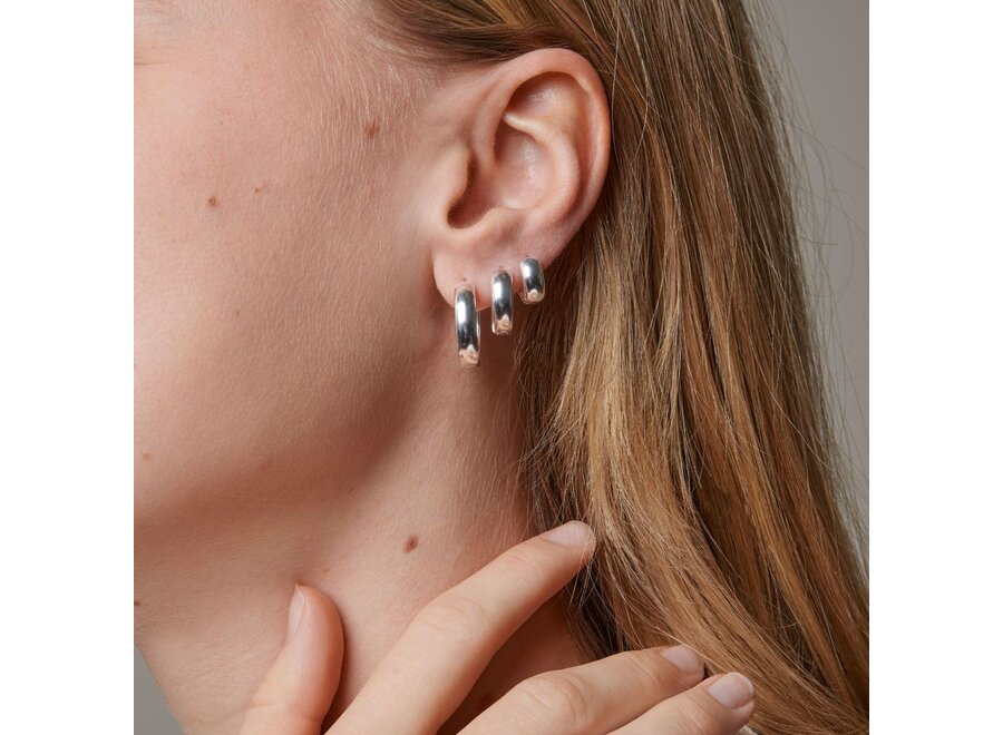 Enamel | Classic Wide 15mm Zilveren Hoops