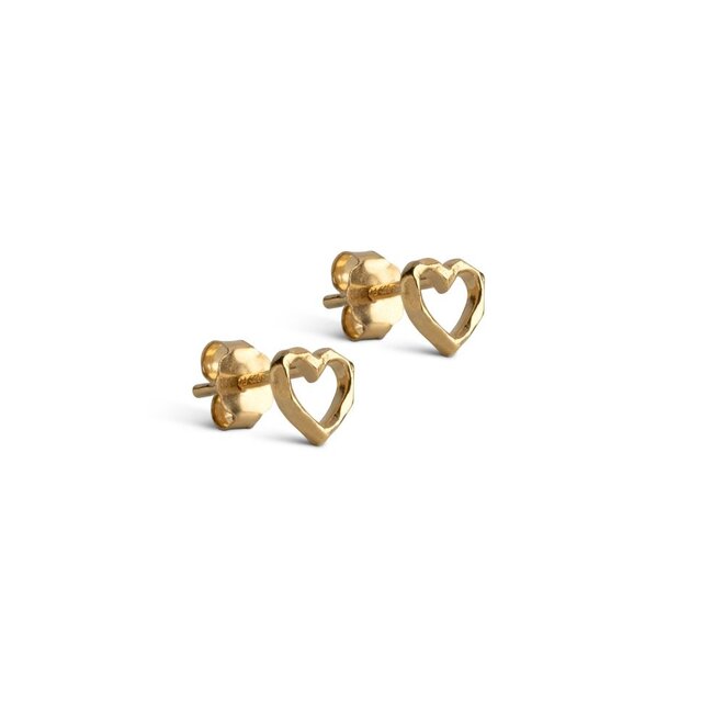 Organic Heart Gouden Studs Oorbellen