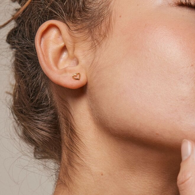 Enamel Copenhagen | Organic Heart Gouden Studs Oorbellen