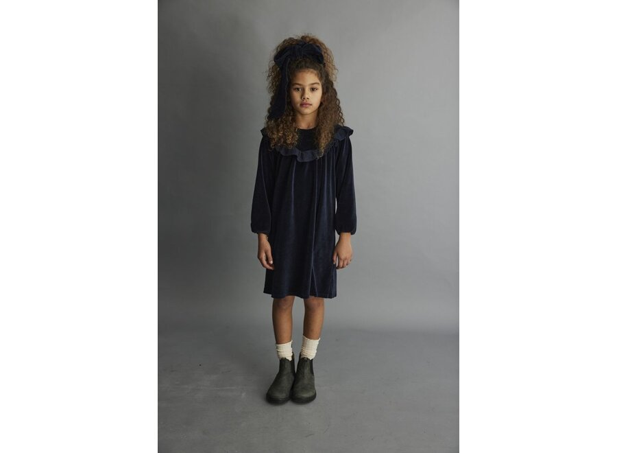 Cozmo | Rene Organic Velour Dress Blue