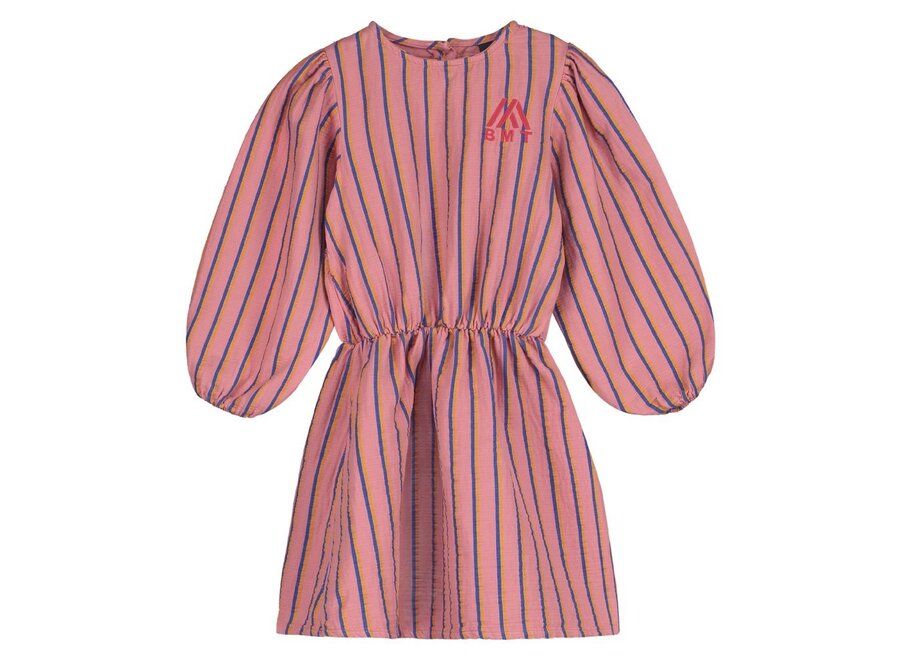 Bonmot | Short Dress Puff Sleeve Stripes Dusty Pink