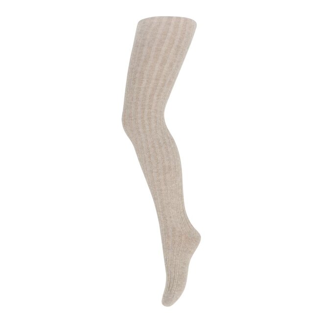 Cotton Rib Tights Beige Melange
