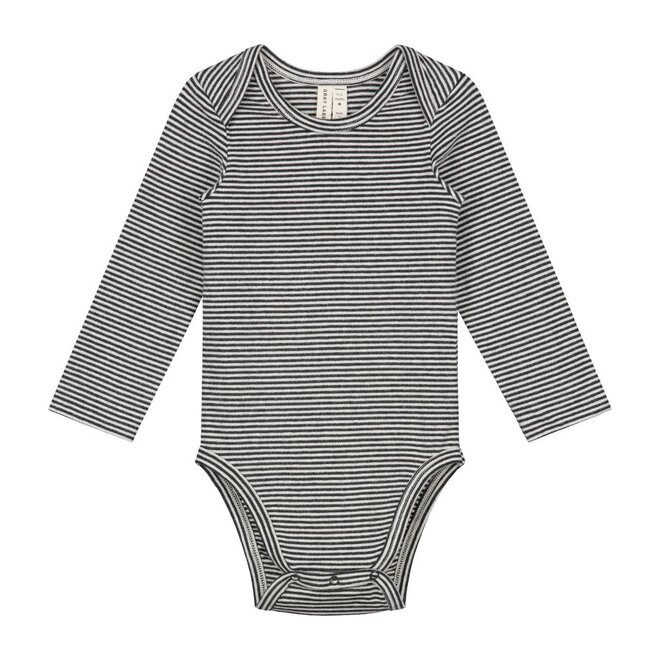 Baby L/S Onesie GOTS Nearly Black / Cream