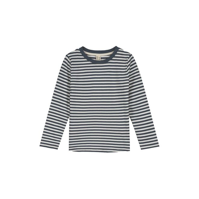 L/S Tee GOTS Blue Grey / Off White