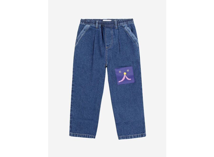 Bobo Choses | Funny Face Denim Jogger Pants Blue