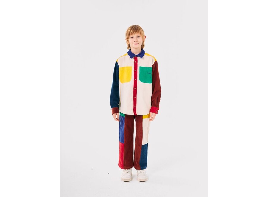 Bobo Choses | Bobo Square Embroidery Color Block Corduroy Shirt