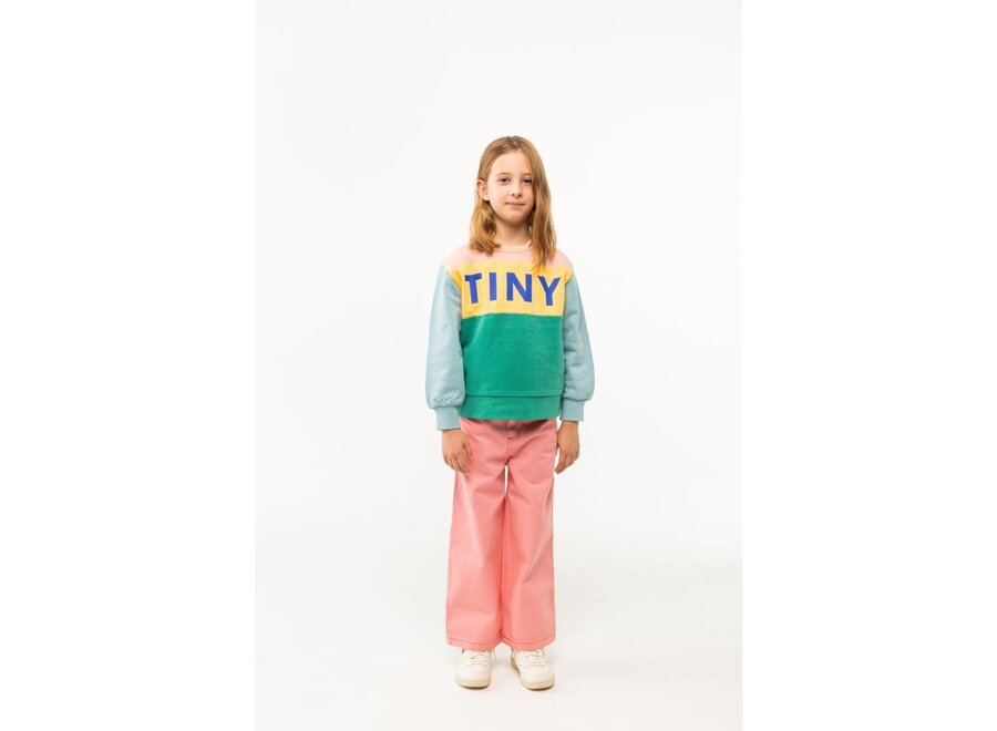 Tinycottons | Color Block Sweatshirt Wild Rose/Emerald