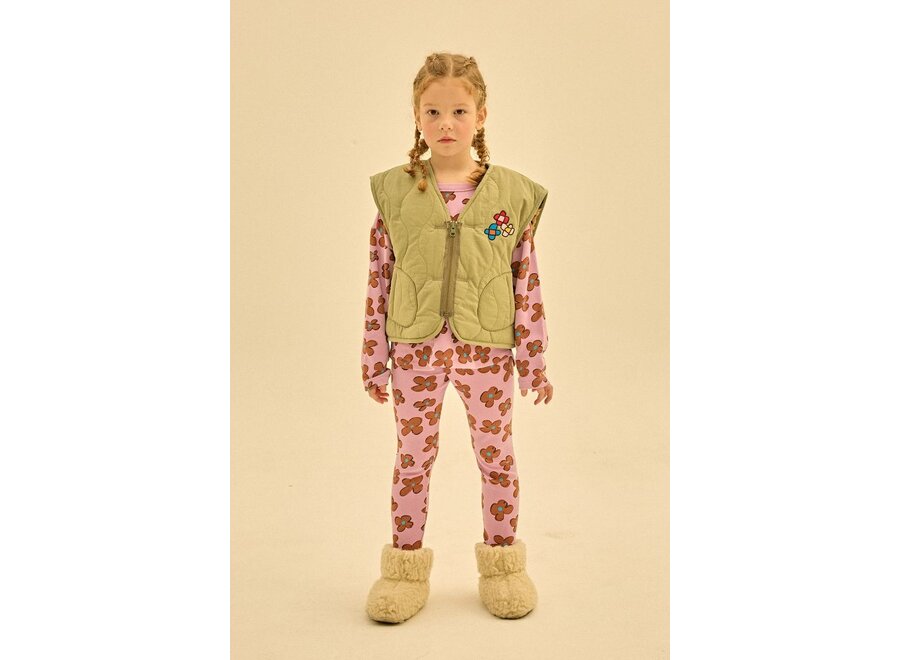 Jelly Mallow | Flower Quilted Reversible Vest Khaki