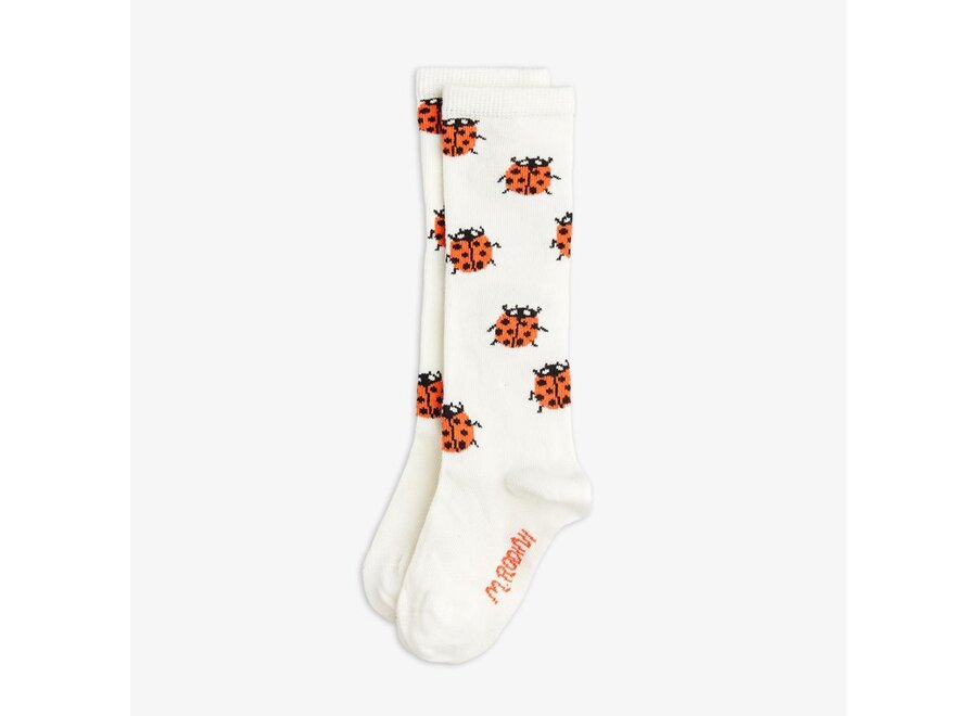 Mini Rodini | Ladybugs Knee-High Socks White