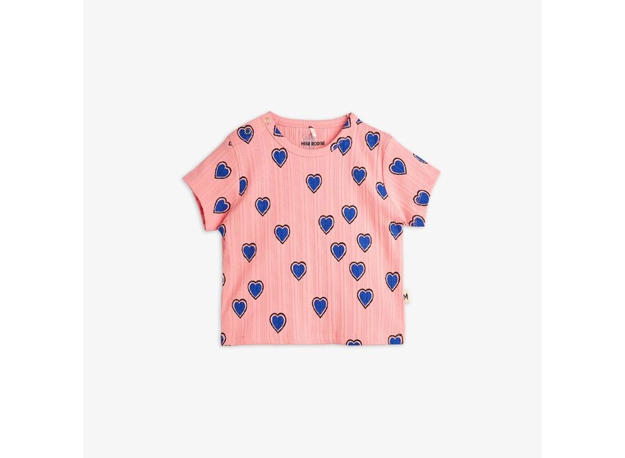 Mini Rodini | Outlined Hearts Aop Tee Pink