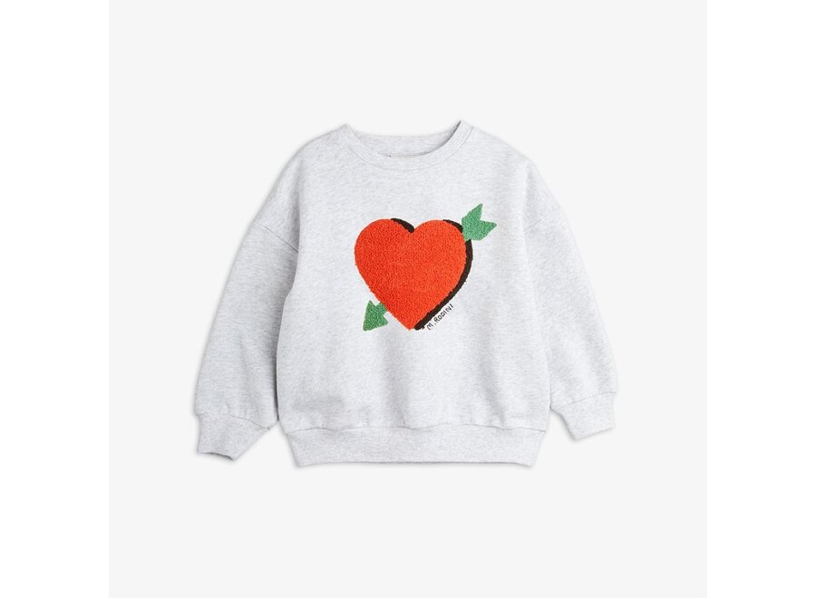 Mini Rodini | Arrowed Heart Chenille Sweatshirt Grey Melange