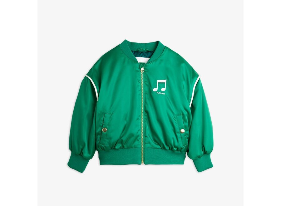 Mini Rodini | Note Chenille Satin Baseball Jacket Green