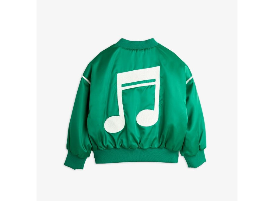 Mini Rodini | Note Chenille Satin Baseball Jacket Green