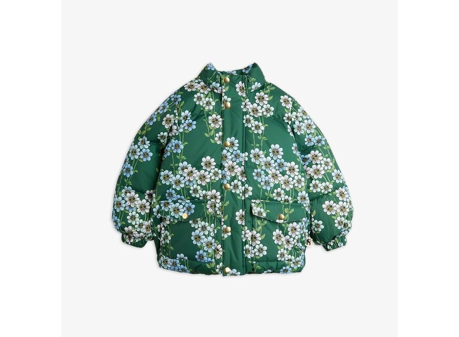 Mini Rodini | Daisys Aop Heavy Hooded Puffer Jacket Green