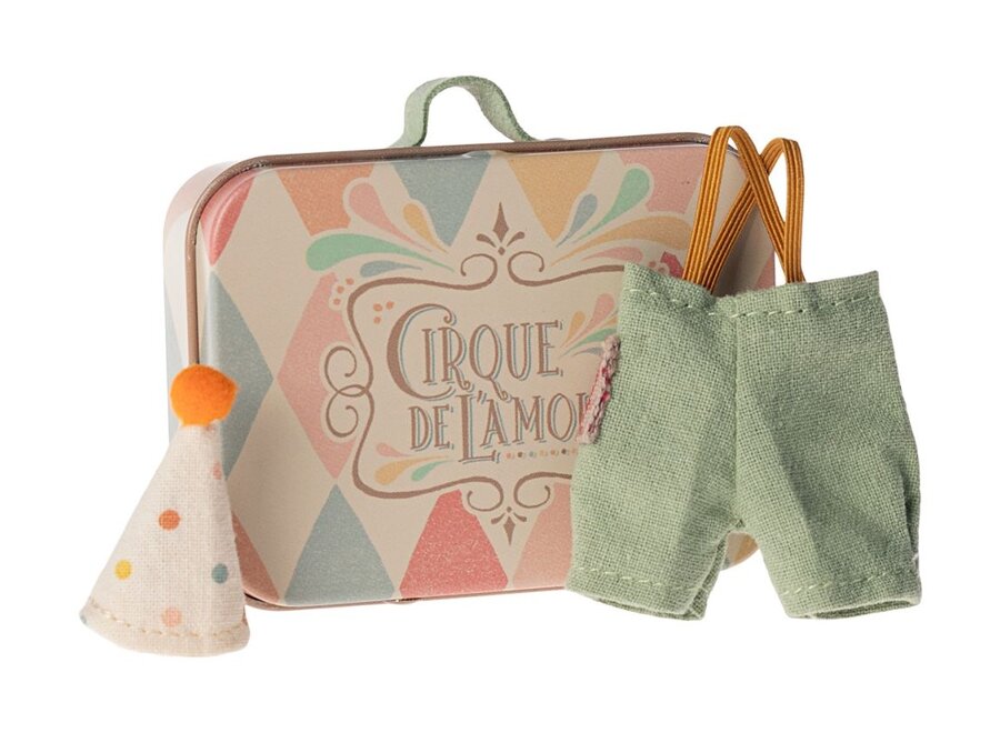 Maileg | Clown Clothes In Suitcase Little Brother Mouse