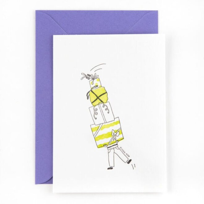 Letterpress Card ‘Stack of presents’