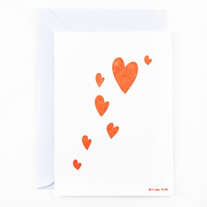 Letterpress Card ‘simple hearts’