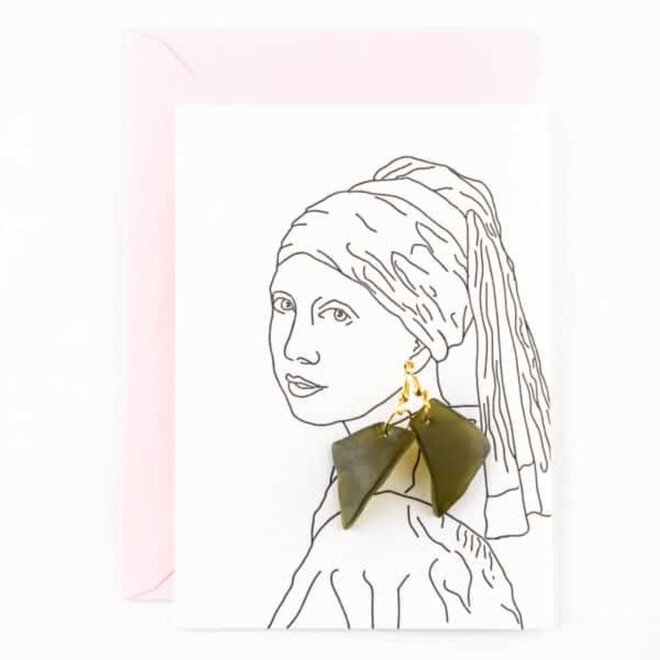 Studio Flash | Letterpress Card ‘Girl with the glass earring earrings’