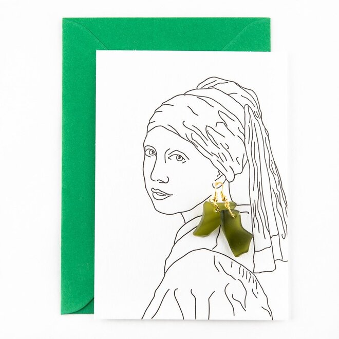 Studio Flash | Letterpress Card ‘Girl with the glass earring earrings’