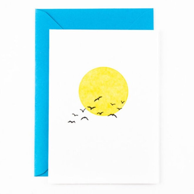 Letterpress Card ‘birds flying in the sun’