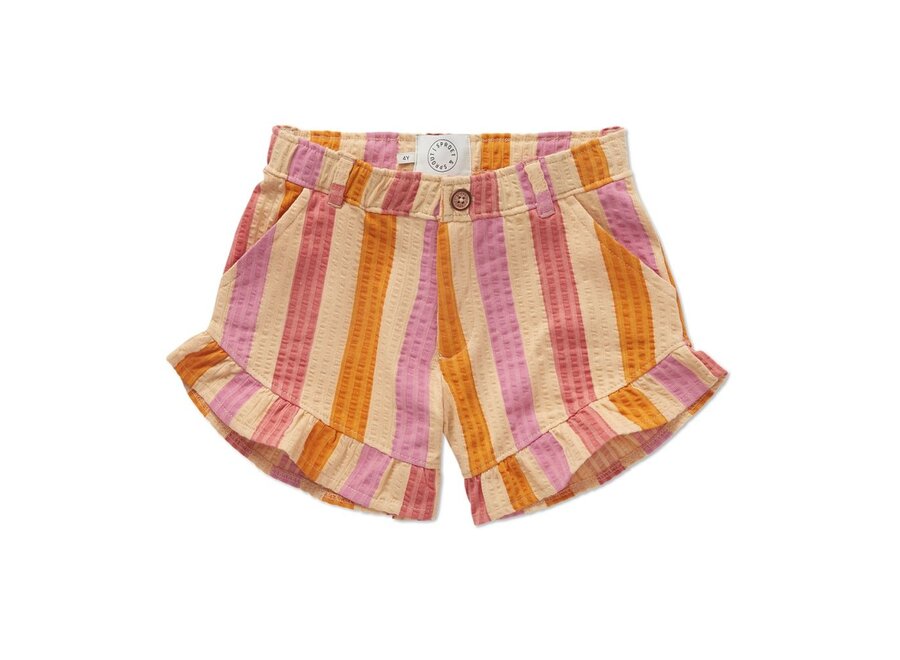 Sproet & Sprout | Ruffle Shorts StriPolyester Nectarine