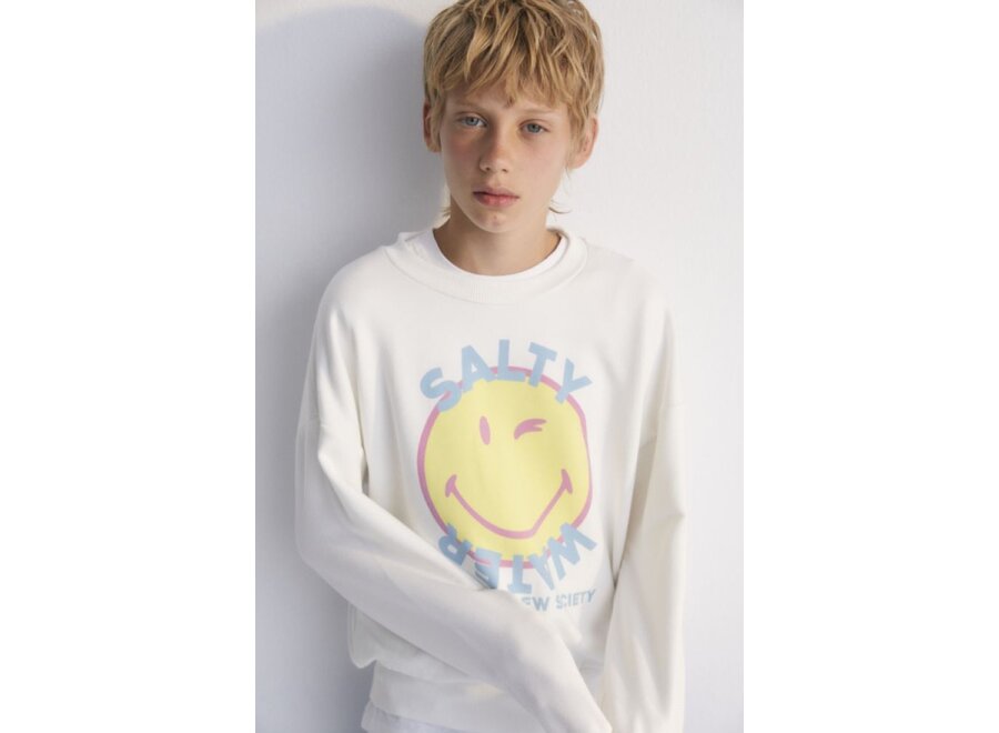 The New Society | Smiley Sweater Salty Water White