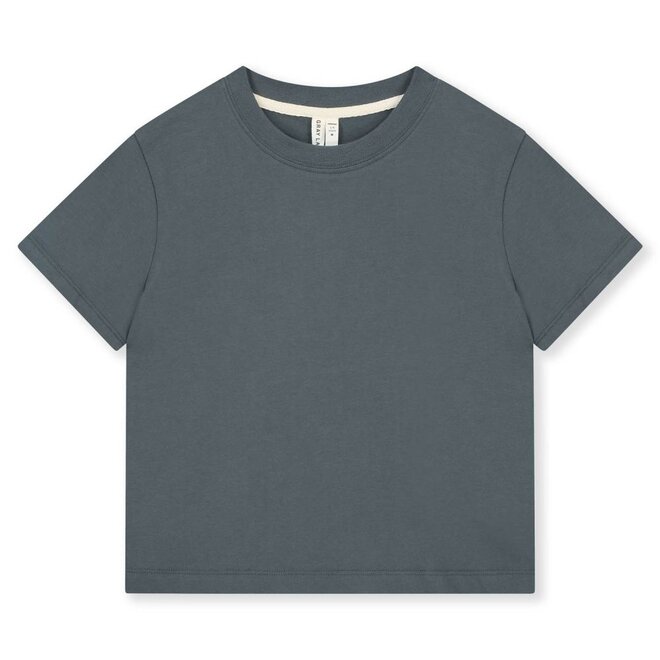 Oversized Tee GOTS Blue Grey