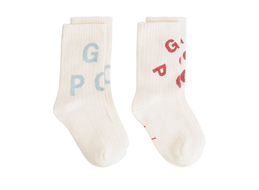Gray Label | POP Ribbed Socks GOTS 2-pack Cherry Sky
