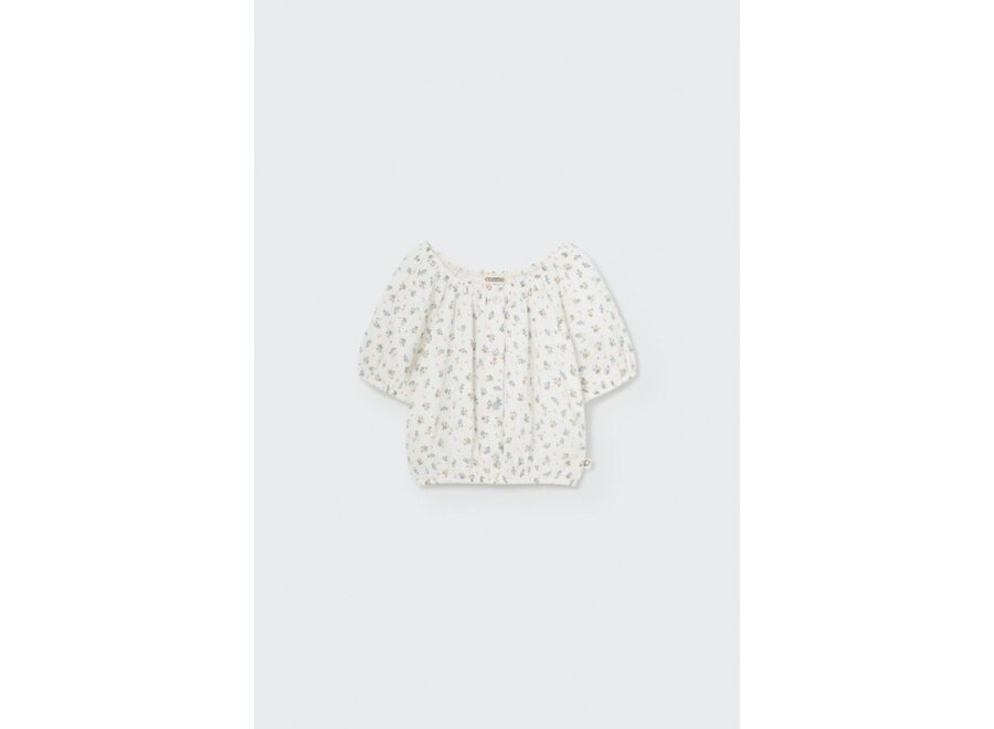 Cozmo | Judy Organic Floral Gauze Top Ivory
