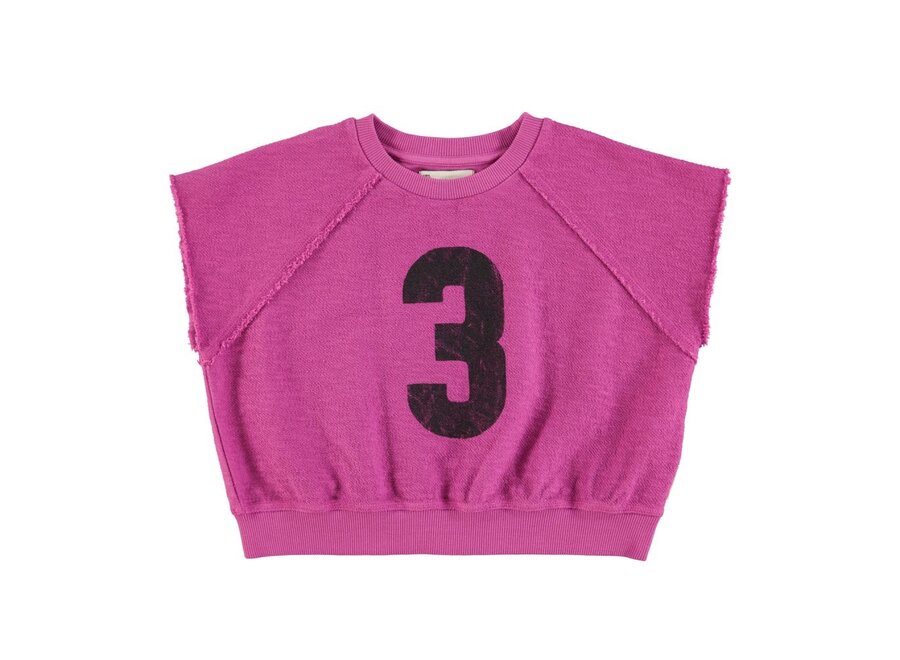 Sleeveless Sweatshirt Fuchsia "3" Print