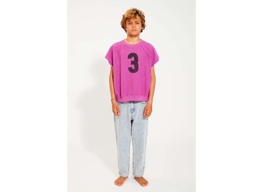 Piupiuchick | Sleeveless Sweatshirt Fuchsia "3" Print