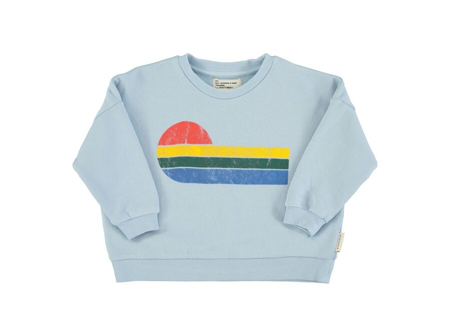 Piupiuchick | Sweatshirt Light Blue Multicolor Wave Print