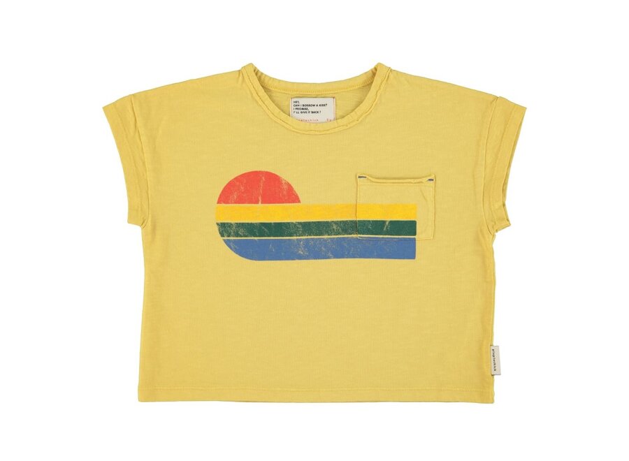 Piupiuchick | T-Shirt Yellow Multicolor Wave Print
