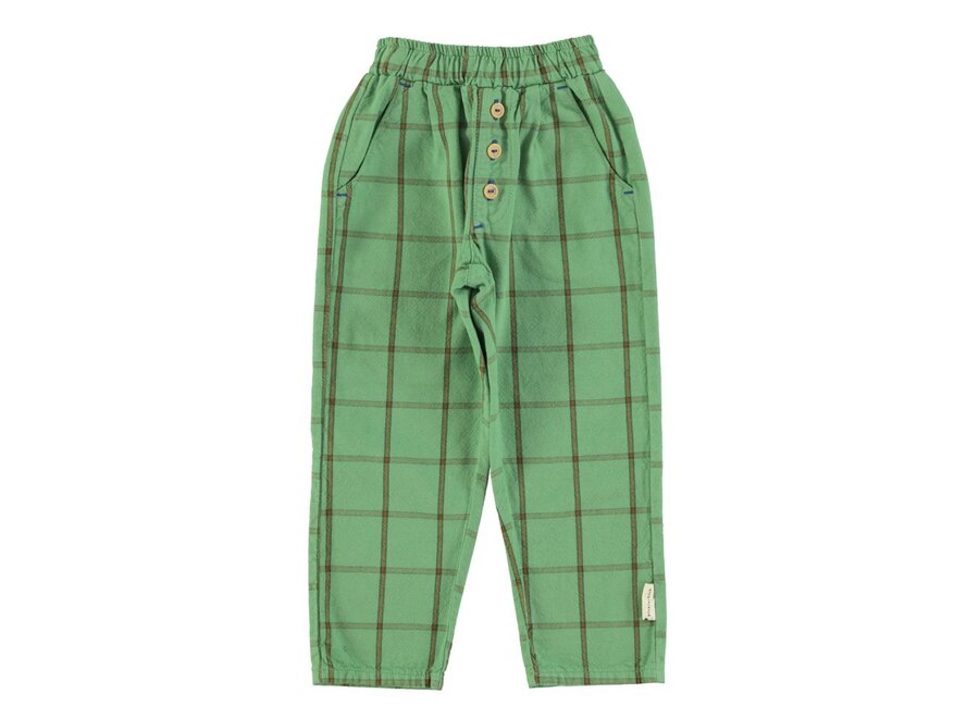 Unisex Trousers Green Checkered