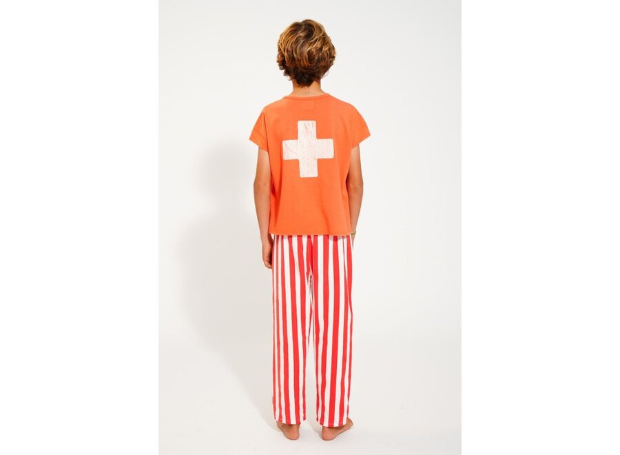 Piupiuchick | Unisex Trousers White & Red Stripes