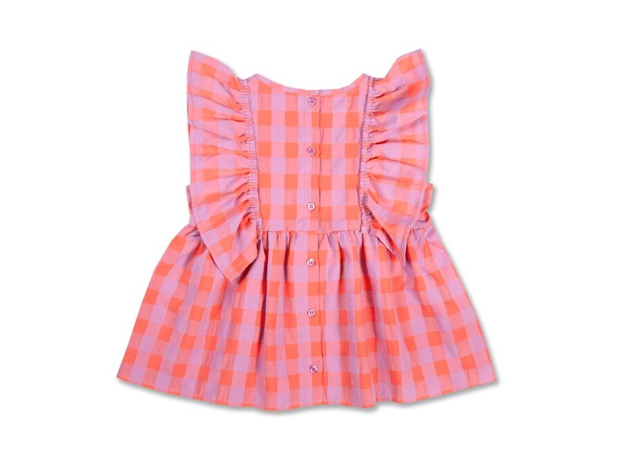 Petit Blush | Ruffle Blouse Check Gamba / Hortensia