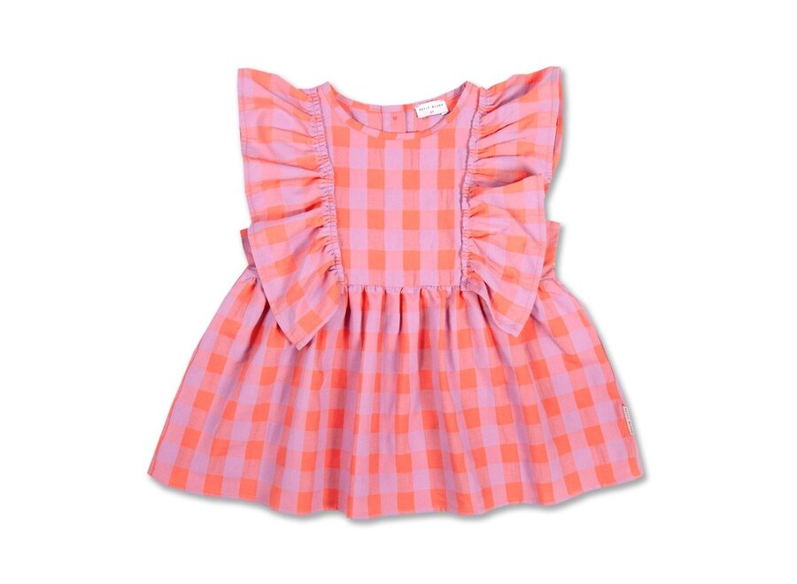 Petit Blush | Ruffle Blouse Check Gamba / Hortensia