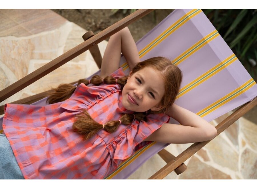 Petit Blush | Ruffle Blouse Check Gamba / Hortensia