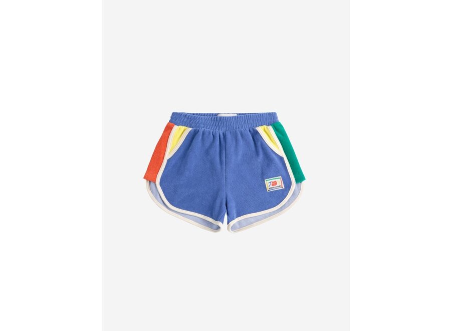 Bobo Choses | Smiling color block terry cloth shorts Blue
