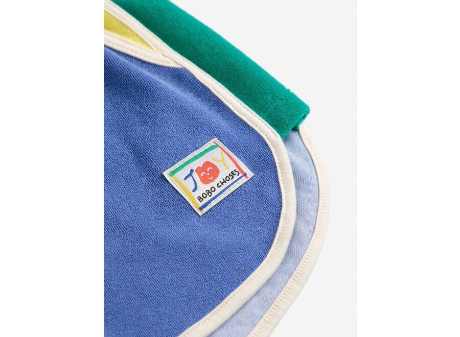 Bobo Choses | Smiling color block terry cloth shorts Blue