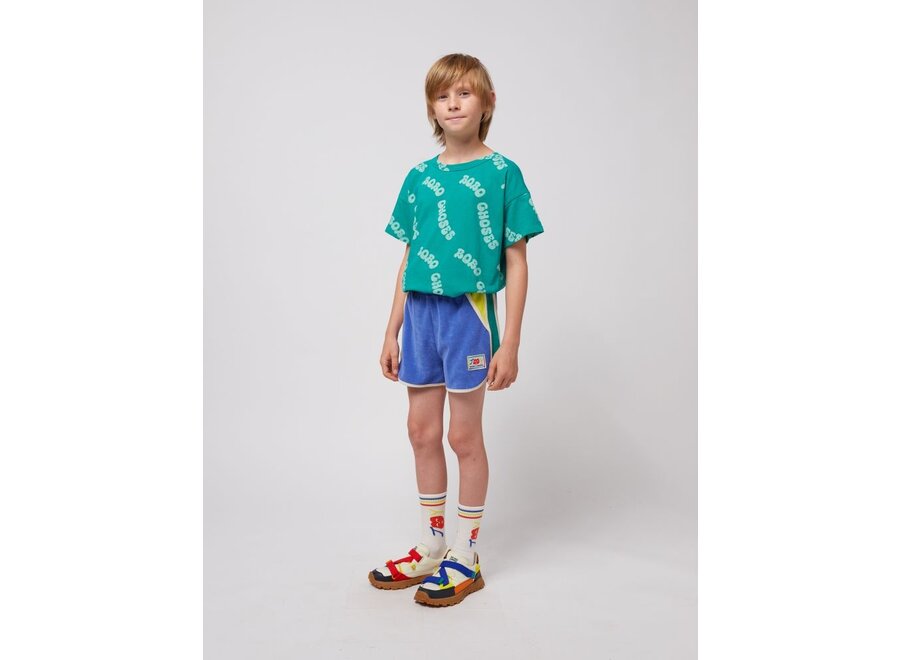 Bobo Choses | Smiling color block terry cloth shorts Blue