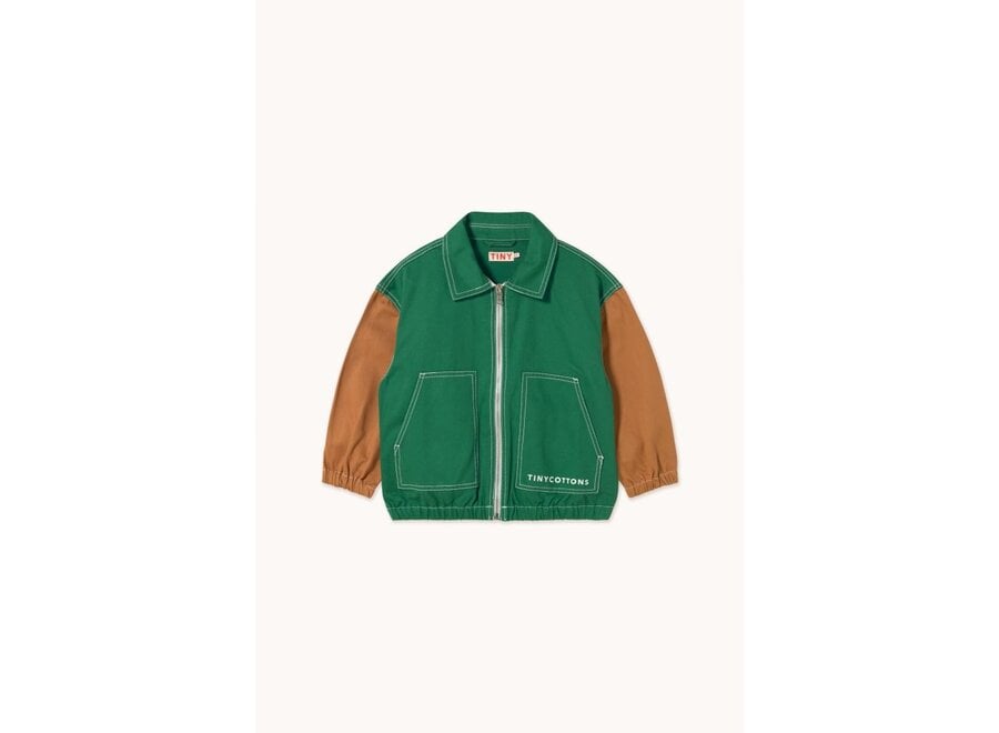 Tinycottons | Color Blocked Jacket Dark Emerald/Brown