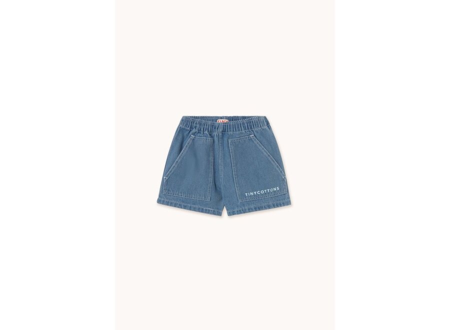 Tinycottons | Graphic Denim Short Light Blue Denim