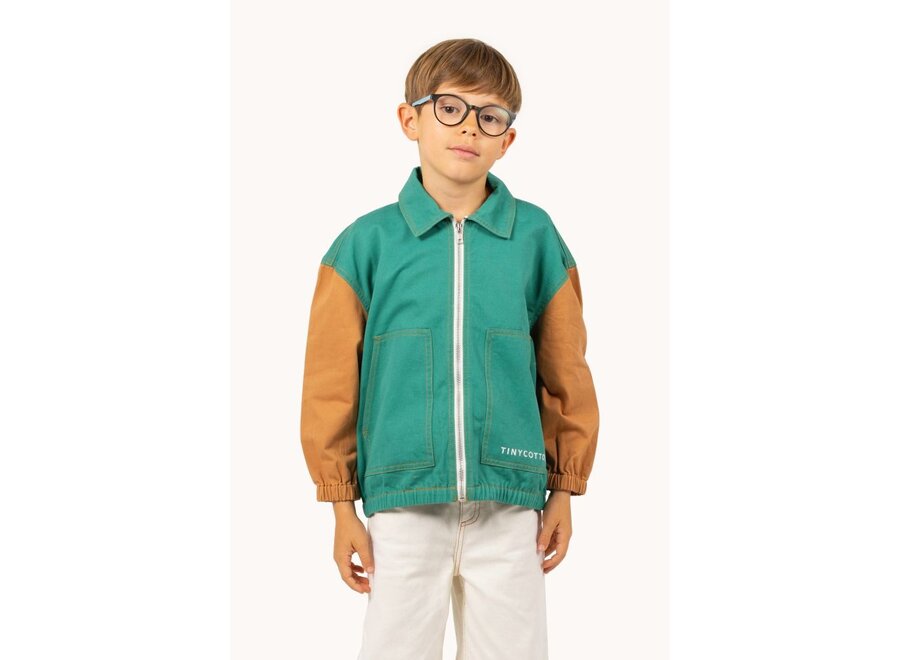 Tinycottons | Color Blocked Jacket Dark Emerald/Brown